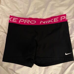 Nike Women's Black and Pink Pro Shorts